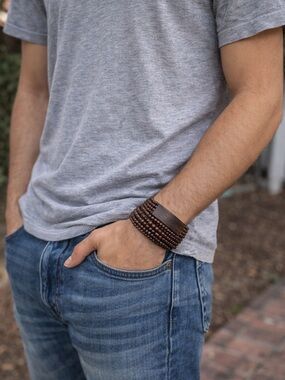 Vintage Wooden Bead African Cuff Tribal Band Bracelet